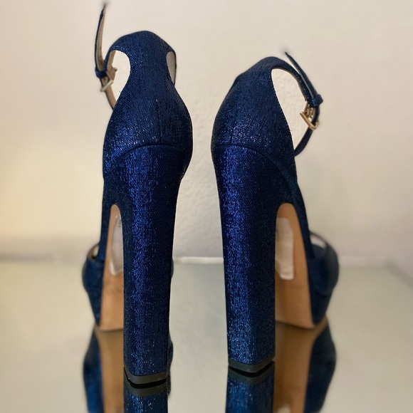 New Jimmy Choo Blue metallic Liberty 150 Sandals 37 $995 - Picture 13 of 15